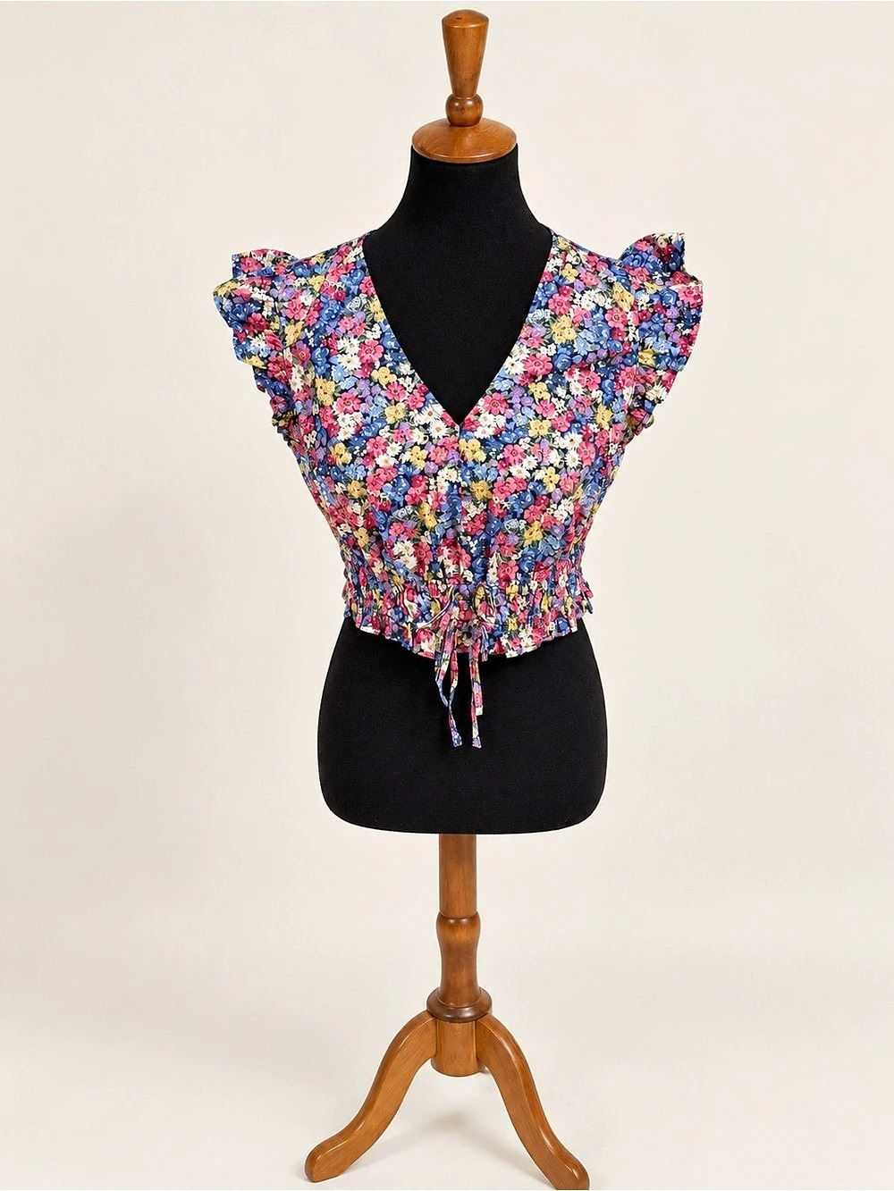 Old Navy Multicolor Floral Ruffle Sleeve Crop Top Size S
